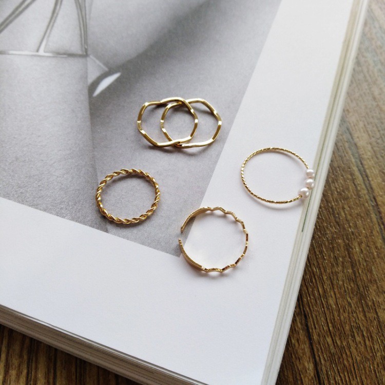 Korea 5 Sets of ring Simple Jewelry for Women Rings Accessories