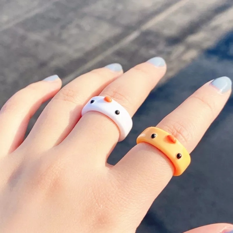 Cincin Anak Desain Kartun Hewan Katak Ayam Lucu Kreatif Untuk Travel / Pesta / Hadiah / Musim Panas