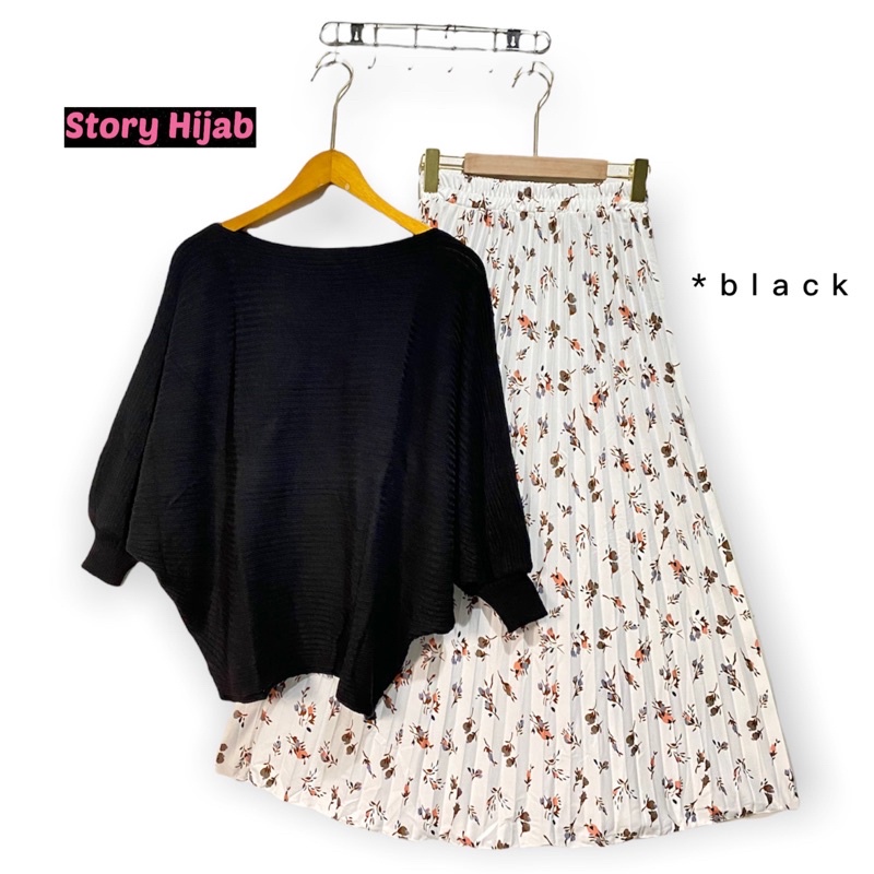 KENNY SET ( ATASAN + ROK ) by EMIRATE // BEST SELLER // BISA COD-Black