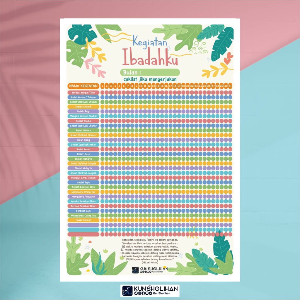 Poster Anak Poster Kegiatan Ibadah | Kun Sholihan