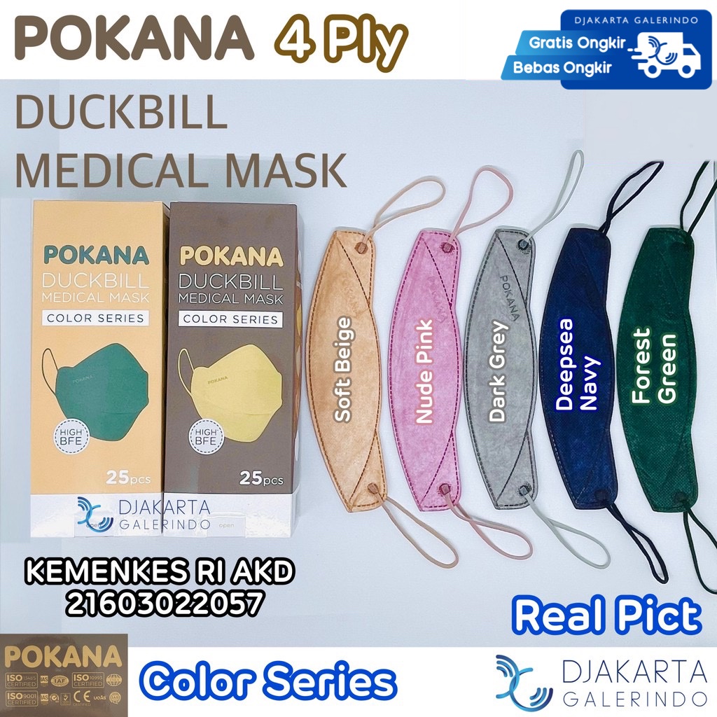 Masker POKANA Duckbill 4Ply Medical Mask - Colour Series &amp; Fashion Series