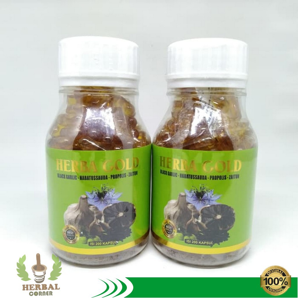 Kapsul Herba Gold Isi 200 - Black Garlic Habbatussauda Propolis Zaitun Produk Ori 100%