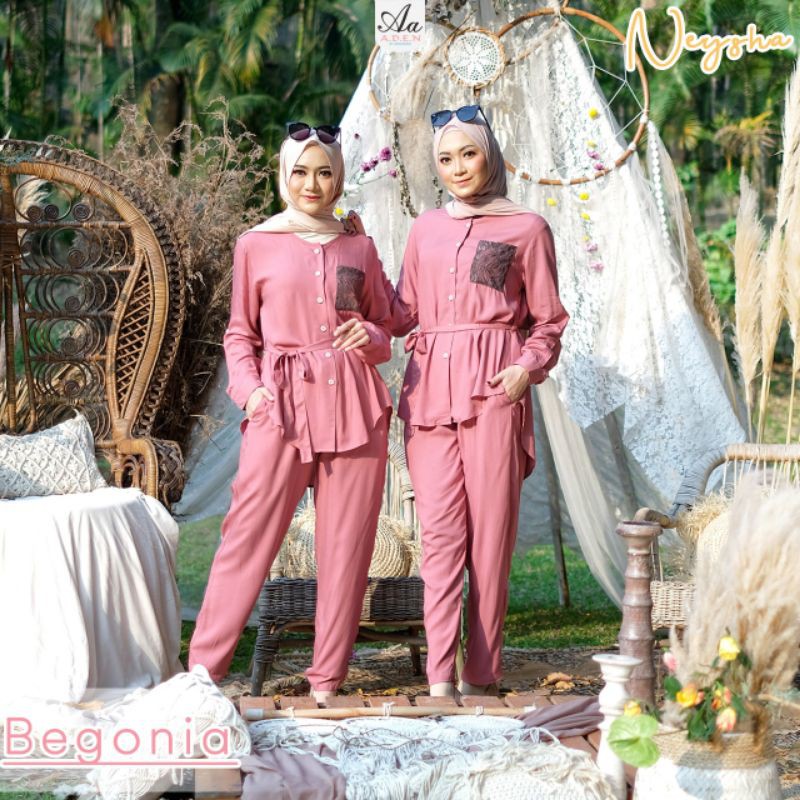 Neysha One Set by Aden Hijab Setelan Celana Atasan