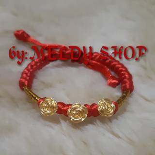  Gelang  emas  hongkong HK 24 karat  mawar tali china sutra 