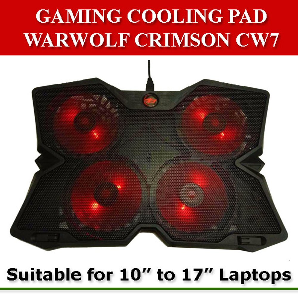 Trend-Warwolf  Kipas Gaming Crimson CW7 Gaming Cooling Pad for Notebook