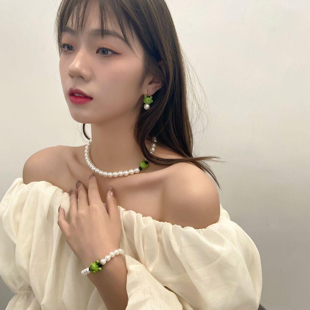 Agustinina Kartun Kalung Lucu Minoritas Keren Perhiasan Aksesoris Ikan Paus Kodok Bebek Anak Hadiah Mutiara Gaya Korea Anting