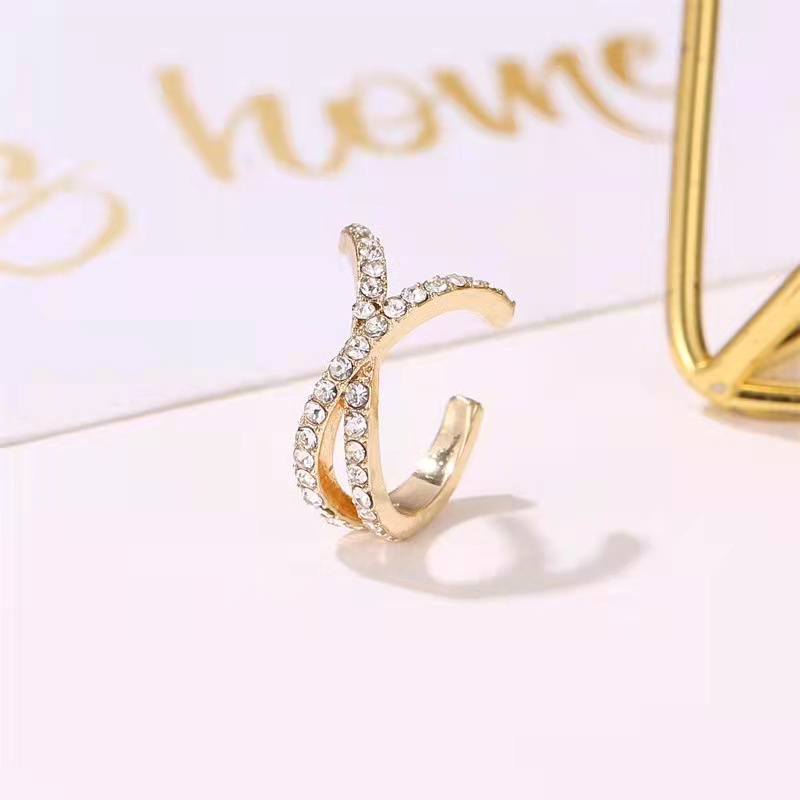 Aksesoris Fashion Anting Klip Bentuk Silang Adjustable Untuk Wanita - Anting Klip Wanita