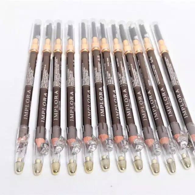 PENSIL ALIS LUSINAN 12PCS IMPLORA COKLAT/HITAM /EYEBROW IMPLORA//IMPLORA