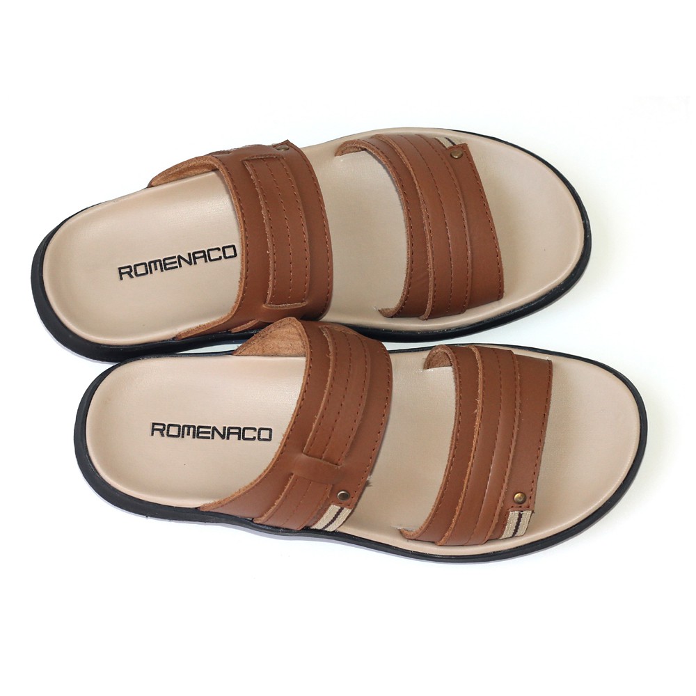 ROMENACO Sandal Pria Upper Kulit Asli - V03  Tan