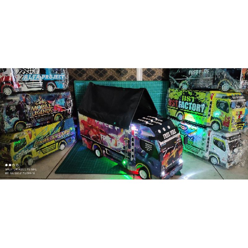 Miniatur Truk Oleng (Gratis Terpal+Stik) Lampu,NonLampu,Terpal,Remot,Musik Box