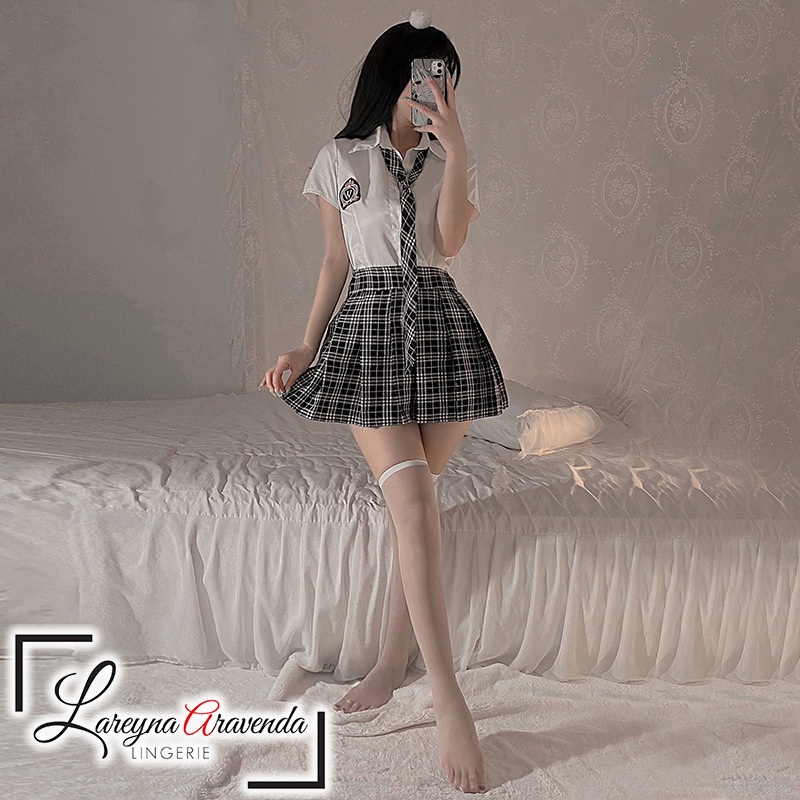 Lareyna Aravenda Set Lingerie Seksi Model Costume British School Uniforms LG494