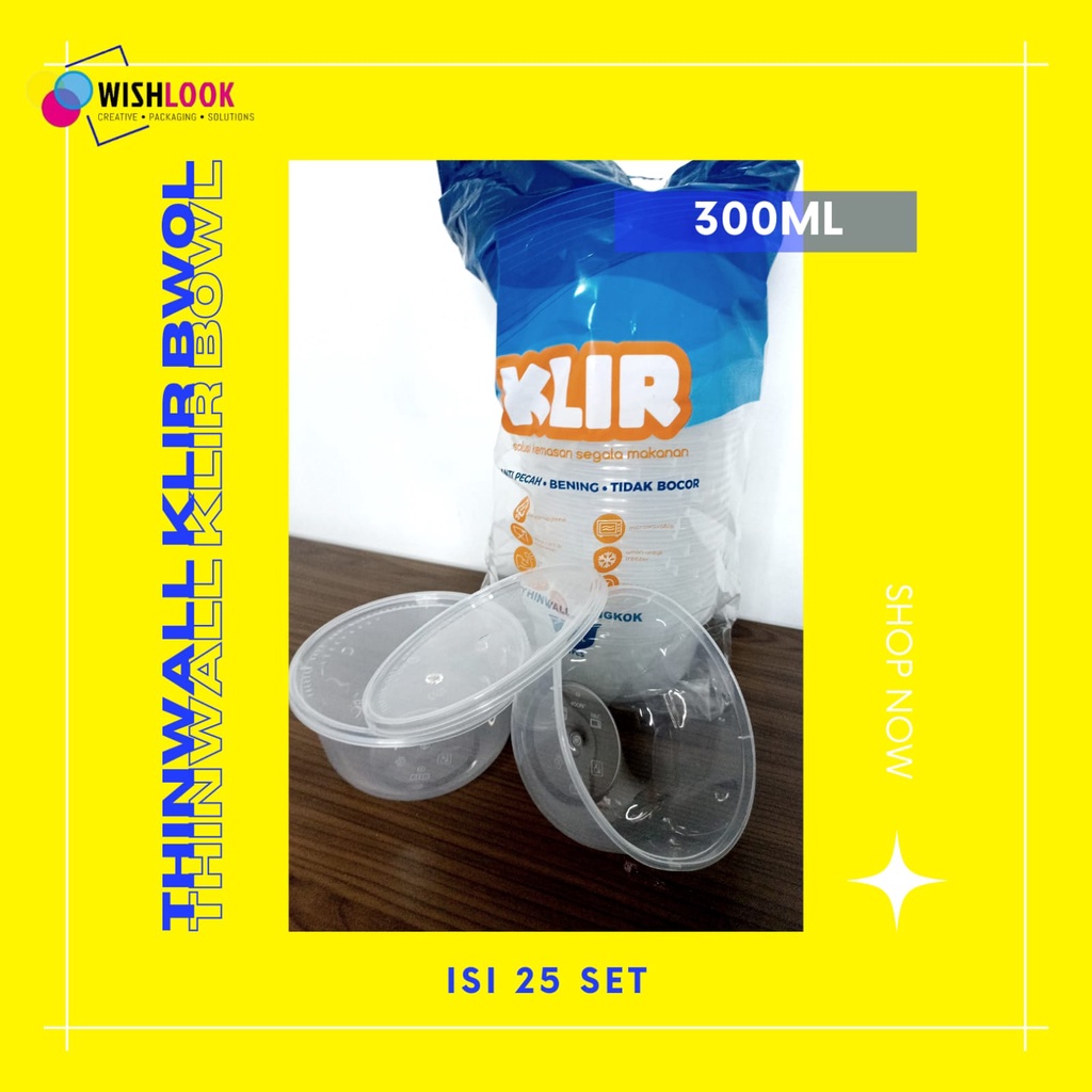 KOTAK NASI PLASTIK KOTAK SAYUR THINWALL KLIR 300 ML BOWL