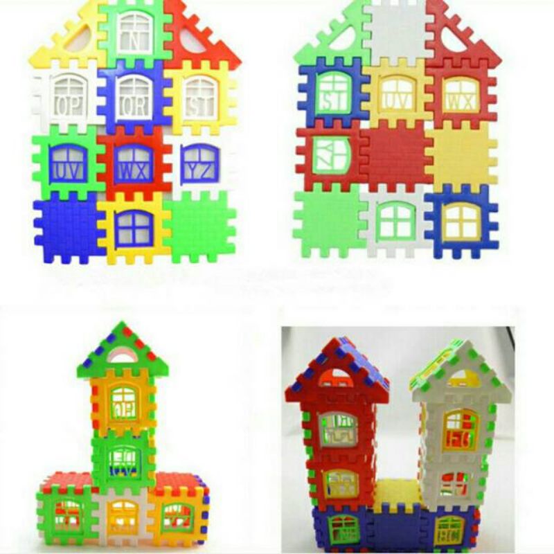 Mainan Puzzle Edukasi Anak Block Rumah isi 42bj