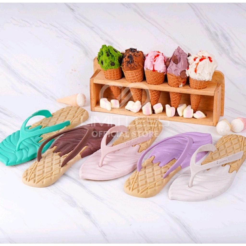 Blackpink - ICE CREAM - Sandal Japit Wanita Sendal Jepit Wanita Kekinian Lucu Sendal Cewek Teplek Te