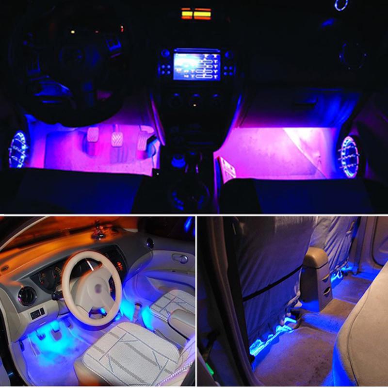 [4 In1 Nterior Car Decorative LED Light Glow Blue Lamp] [Car Ceiling Interior Light]