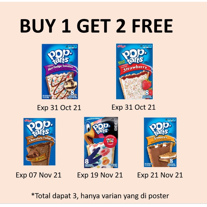 

Instant-Camilan- Kelloggs Pop Tarts 8 Toaster Pastries - Pastri Impor Isi 8 Pastri - B1G3Hotfudge