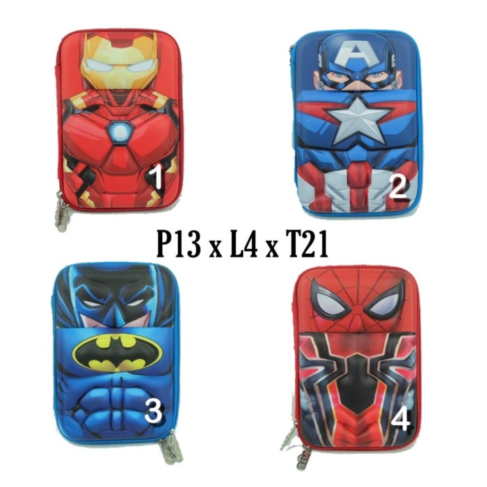 

Aman Kotak Pensil 3D Marvel Ironman Captain America Batman Spiderman Besar Bergaransi