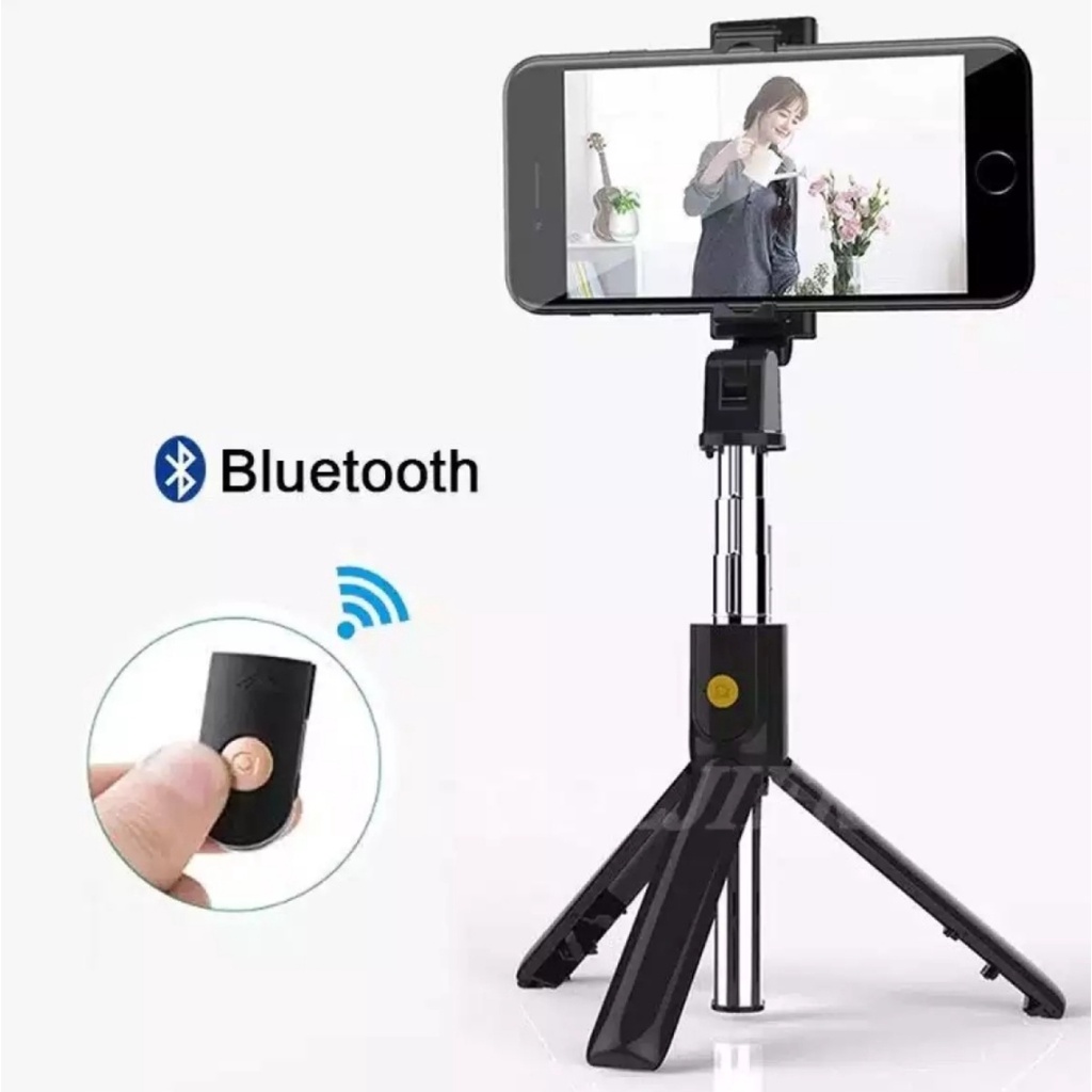 Tripod K07 2 IN 1 / Mini Dekstop Tongsis Tripod Selfie Stick Plus / Tongsis Remot + Tripod K07 TONGSIS WITH BLUETOOTH WIRELESS