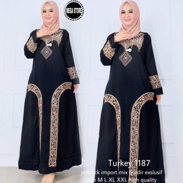 Gamis Abaya Arab - Gamis Abaya Arab Hitam - Gamis Abaya Turkey 1187
