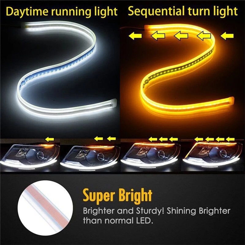 [1 Pair Ultra Thin Flow Light Strip Headlight Signal Daytime Running Lights Car LED Lights] [Auto Super Bright Car Signal Led DRL  Led Lamp Strips]