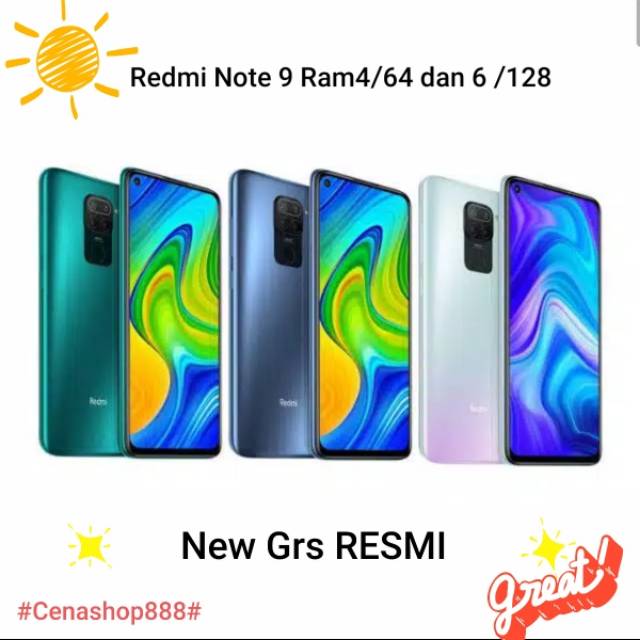 Redmi Note 9 ram 4/64 ,6/128dan Redmi9c 4/64 grs Resmi TAM(bisa COD)