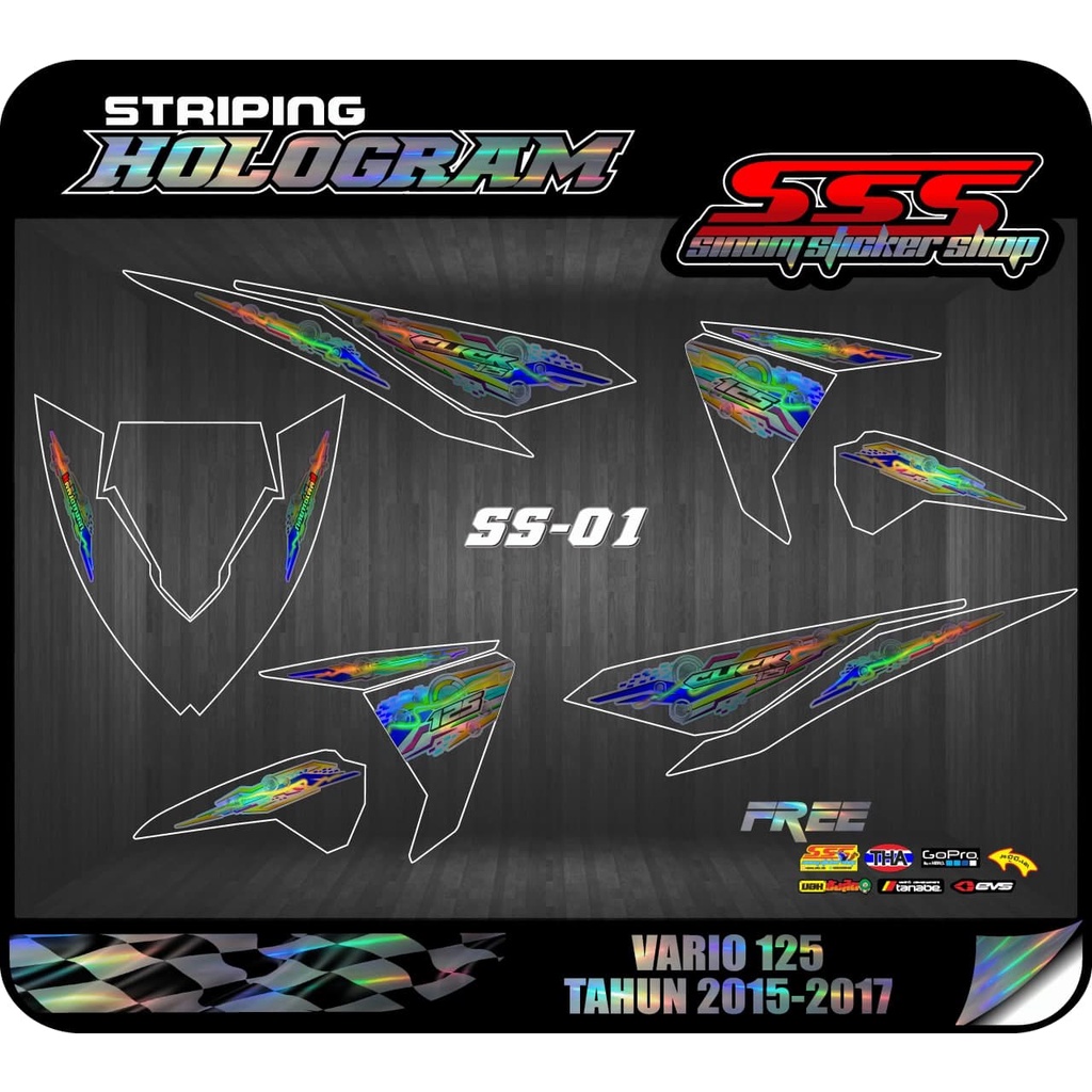 Striping Transparan Hologram Vario 125 Led SS-01