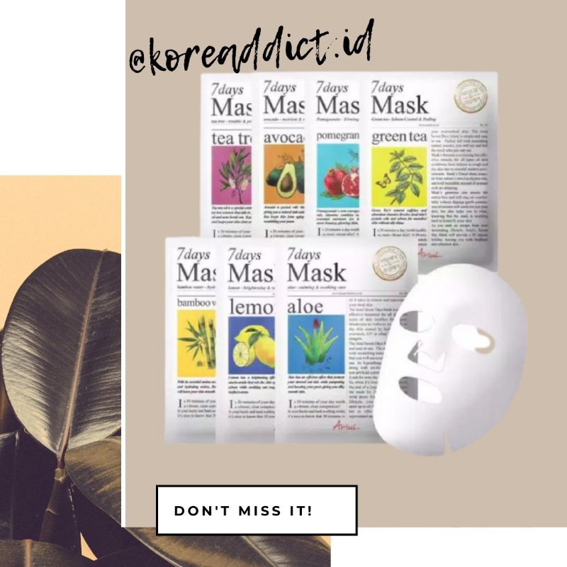[READY-ORIGINAL✓] ARIUL 7 DAYS MASK SHEET SOCIOLLA