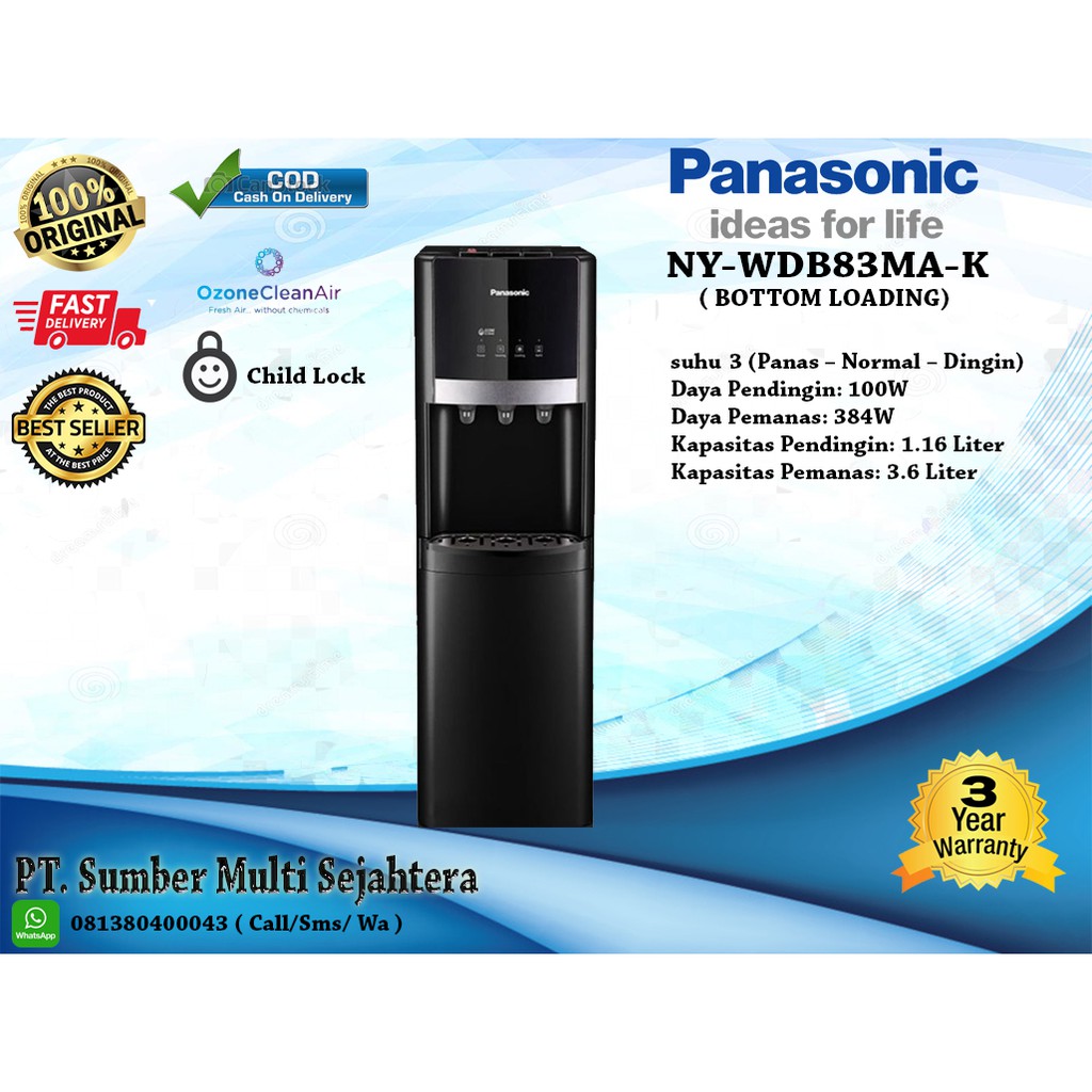 Panasonic Water Dispenser NY-WDB83MA (Galon Bawah)