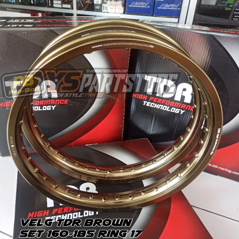 VELG TDR BROWN TITANIUM MIRROR RING 17 UKURAN 185-160 ORIGINAL TDR