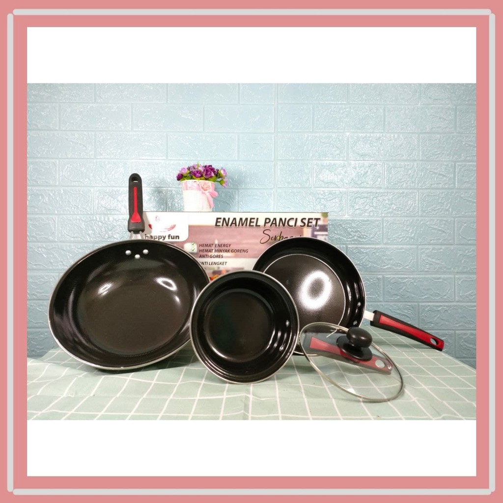 YOHOYO - Panci set enamel Happy Fun HF 318 - Non garansi