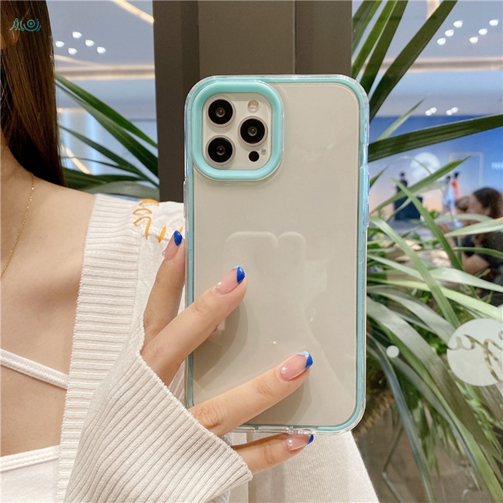 Candy Color 3 In 1 Frame  Phone Case for Phone 12 11 Pro Max X Xs Max XR 8+ 7 Plus Heavy Duty Protection Bumper  Soft TPU transparent case