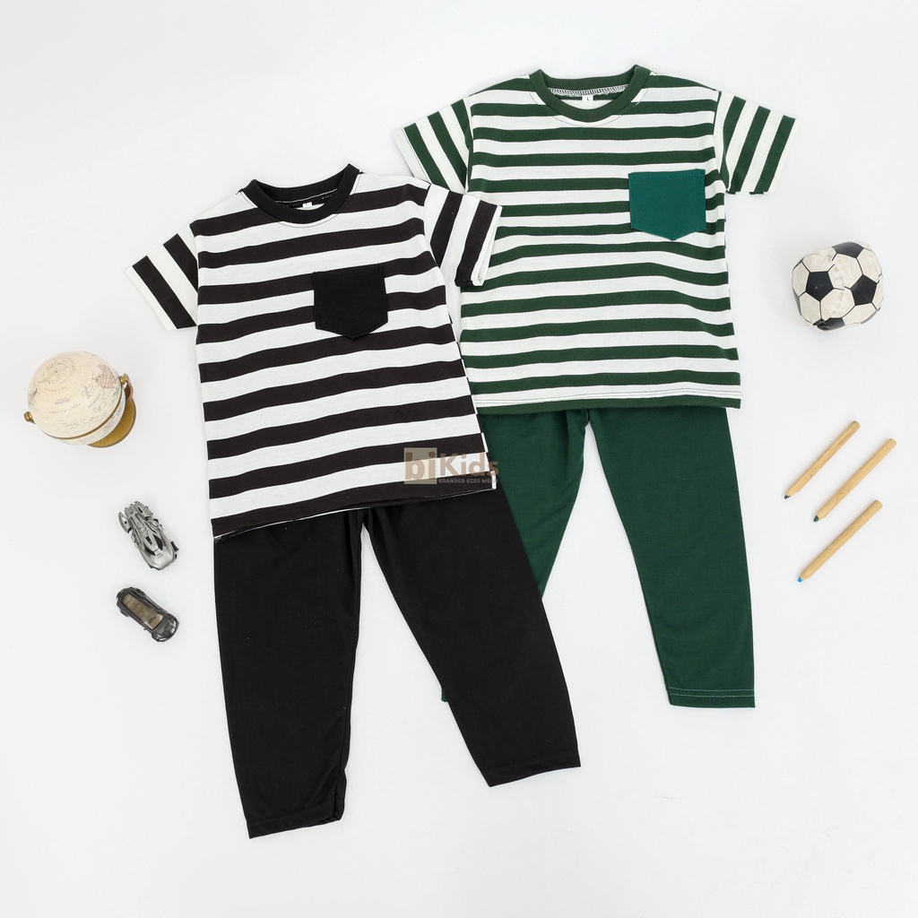 9.9 SALE SETELAN ANAK SALUR| SET KIANO SALUR KIDS | SET STRIPE CATTON COMBED 30s 1-7TH