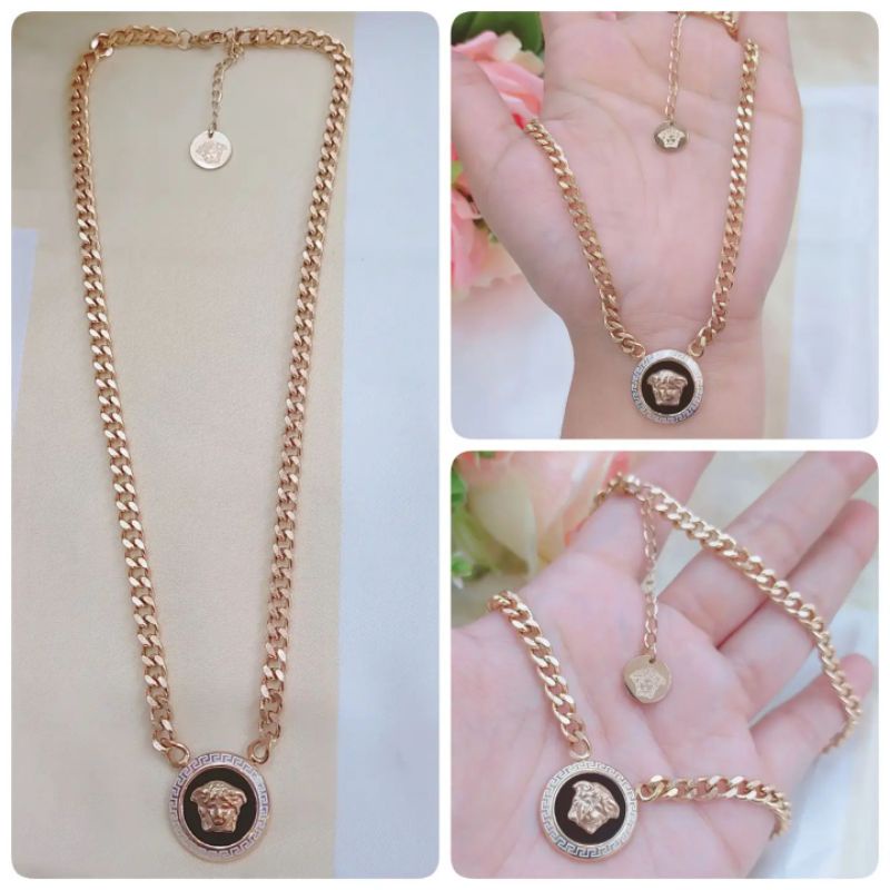 Aksesoris Set Kalung Gelang Rantai Titanium Sisik Naga Aksesoris Wanita Cewek Korea Anti karat RN- E