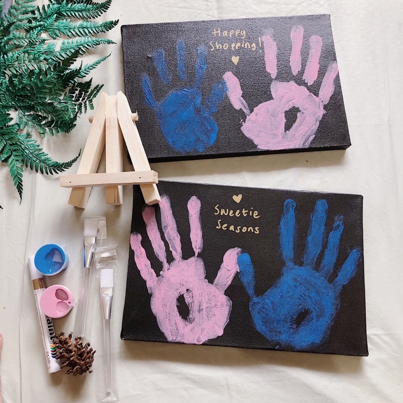 

YUH [TERMASUK EASEL] DIY Handprint Painting Kit Canvas Hitam by Sweetie Seasons Canvas Lukis Set