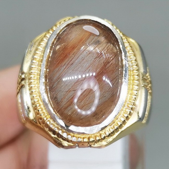 Batu Cincin Kecubung Rambut Cendana Asli