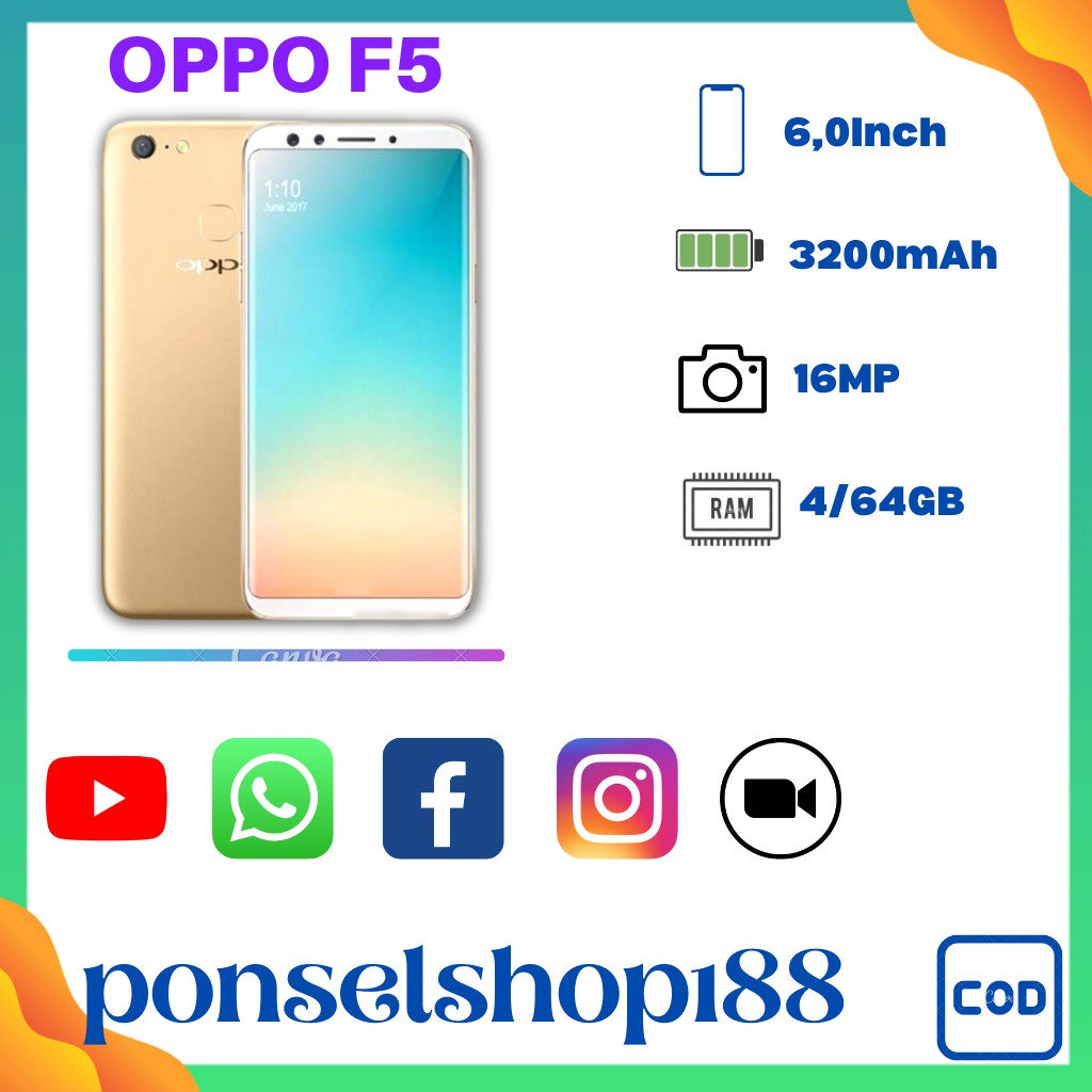 Hp OPPO F5 ready ram 4/64gb best fullset Murah Android handphone 1tahun garansi