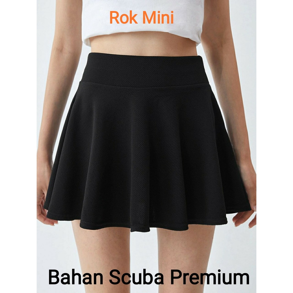 ROK MINI DEWASA GOYANG TIKTOK ROK MINI SKIRT FLARE CASUAL OLAHRAGA ROK PENDEK LEBAR BAHAN SCUBA PREMIUM