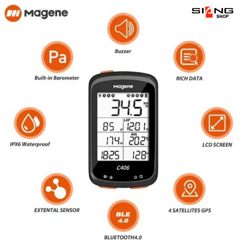 Cyclocomp / Speedometer sepeda MAGENE C406 bundling XOSS CHEST HR dan 2 pcs XOSS VORTEX