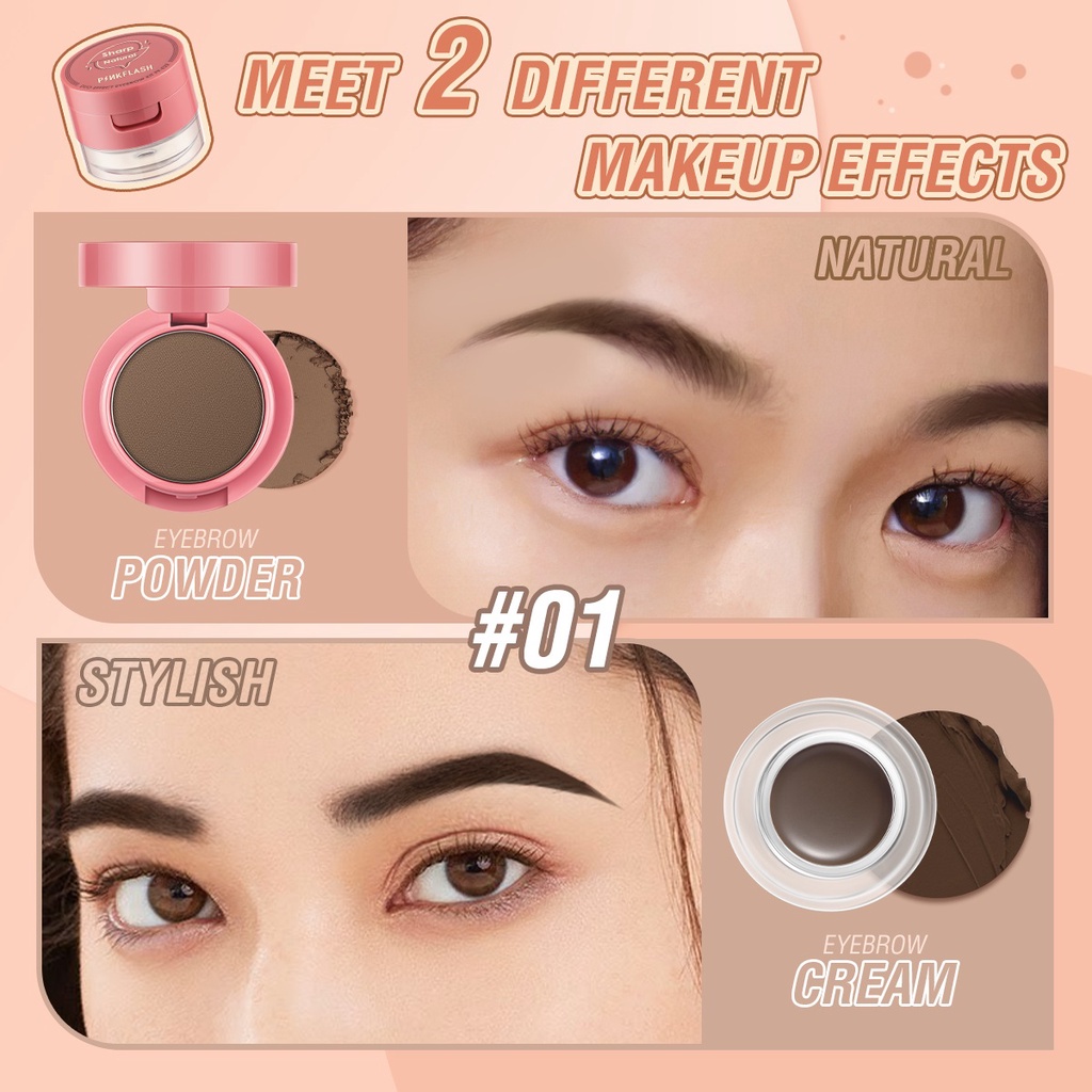 PINKFLASH 2 in 1  Eyebrow Powder+Eyebrow Cream High Pigment &amp; Soft-Smooth Waterproof Eyebrow Gel