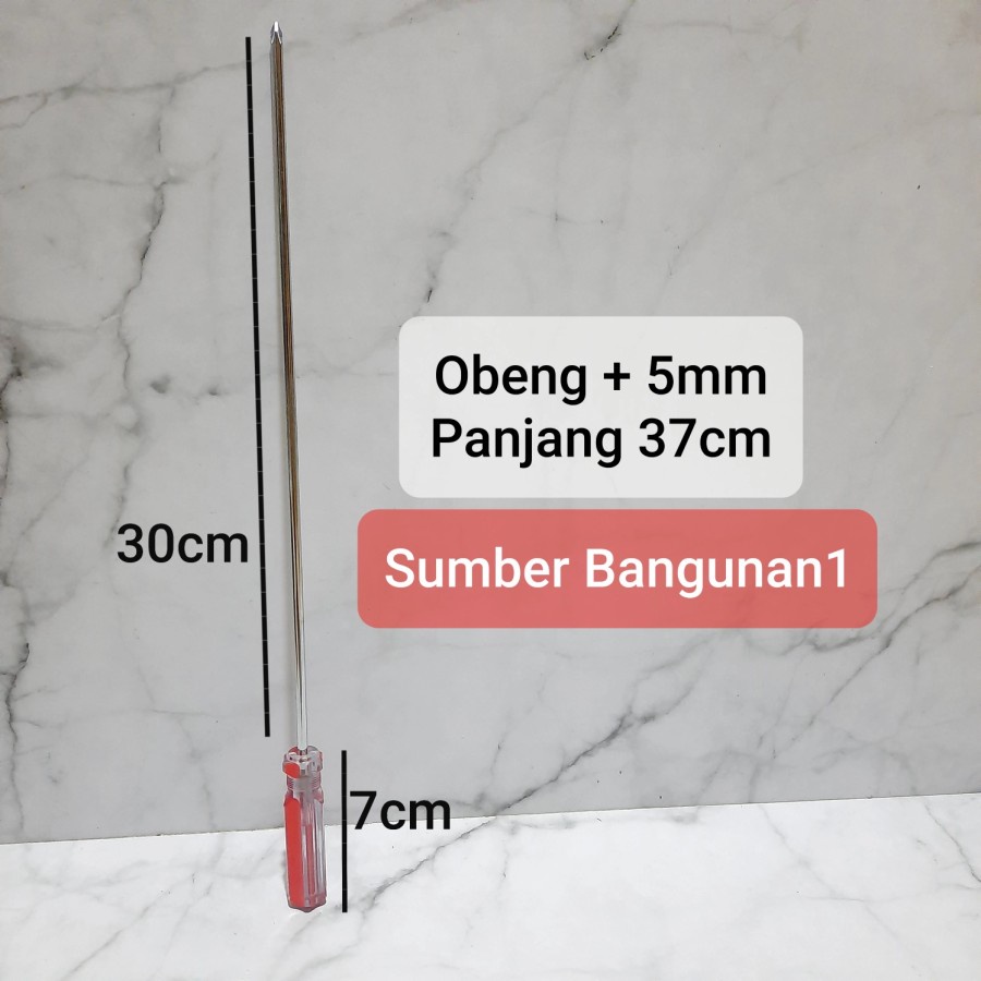 Obeng + plus panjang 30cm obeng 5mm tambah magnet 30 cm 5 mm