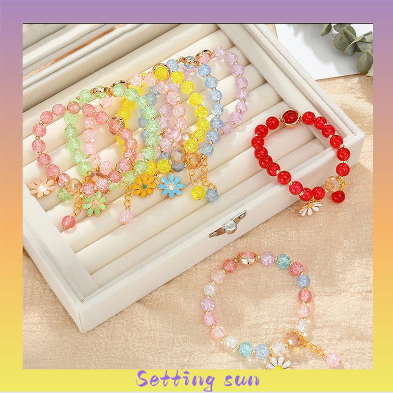 Gelang Rumbai Bunga Daisy Kristal Korea Wanita Gadis Gelang Perhiasan Aksesoris TN
