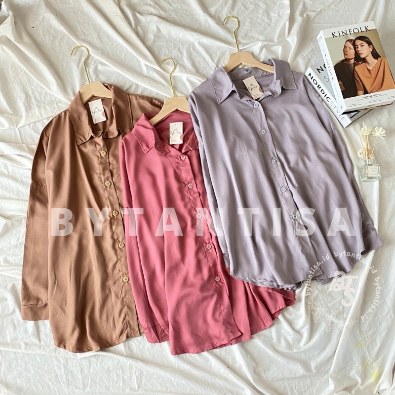 KEMEJA BASIC KONINA BAHAN RAYON | KEMEJA BLOUSE WANITA BAHAN ADEM FULL KANCING