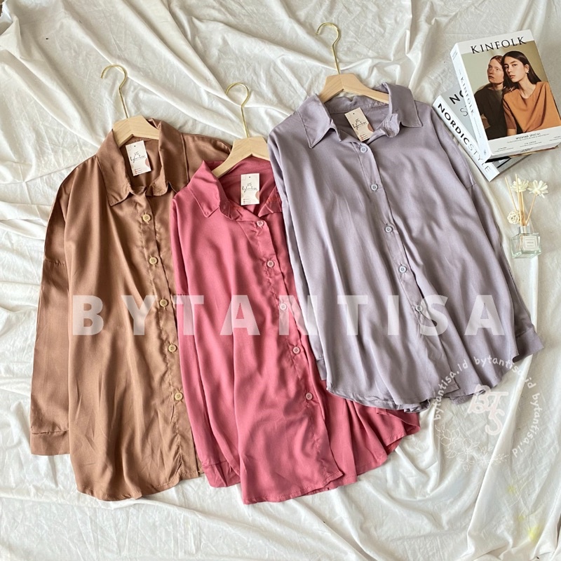 KEMEJA BASIC KONINA BAHAN RAYON | KEMEJA BLOUSE WANITA BAHAN ADEM FULL KANCING