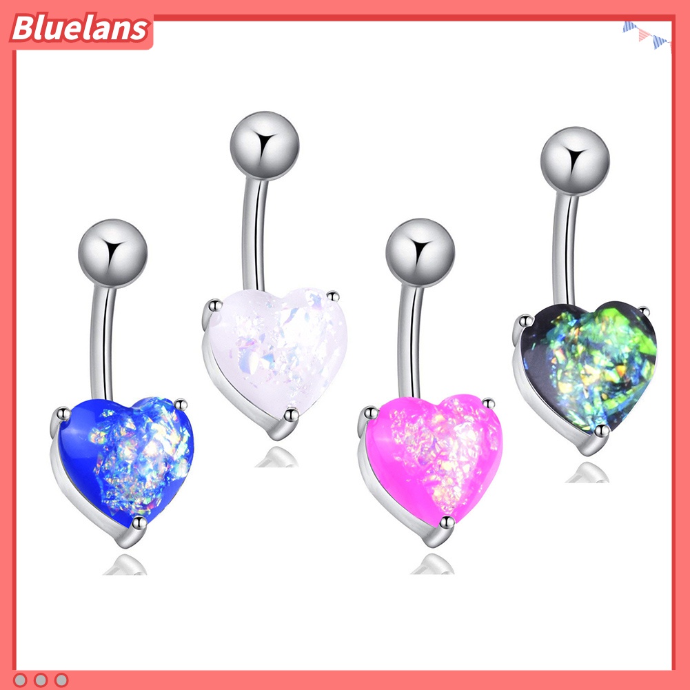 1pc Cincin Tindik Pusar Bentuk Hati Opal Tiruan Untuk Wanita