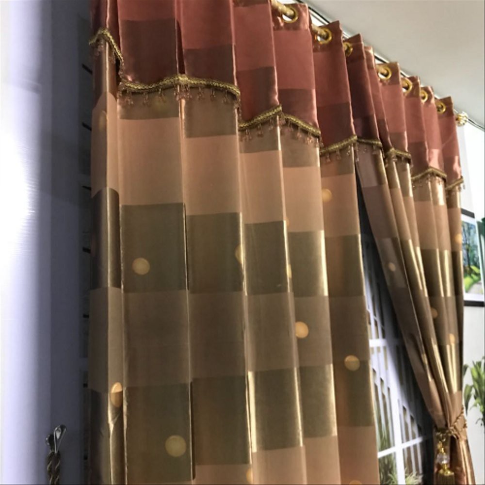 Promo - Gorden Korden Gordyn Blackout Murah Kain Tebal Motif Minimalis 230 Coklat Bagus