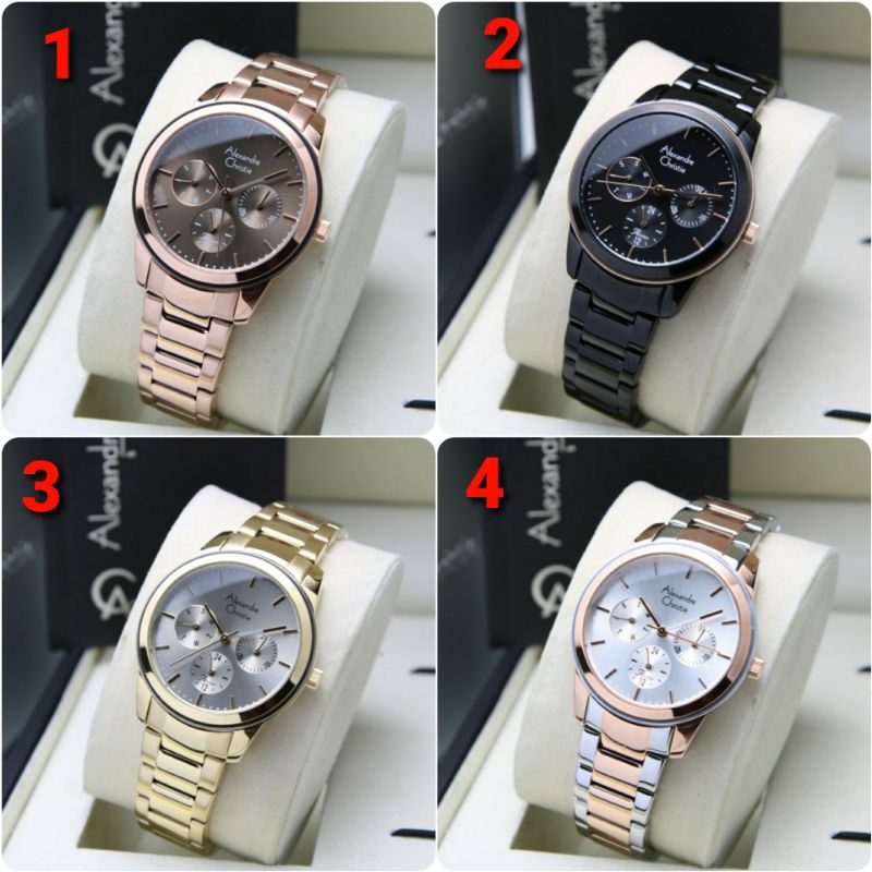 ORIGINAL GARANSI RESMI 1 TAHUN JAM TANGAN WANITA ALEXANDRE CHRISTIE RANTAI STAINLESS STEEL ARLOJI WA