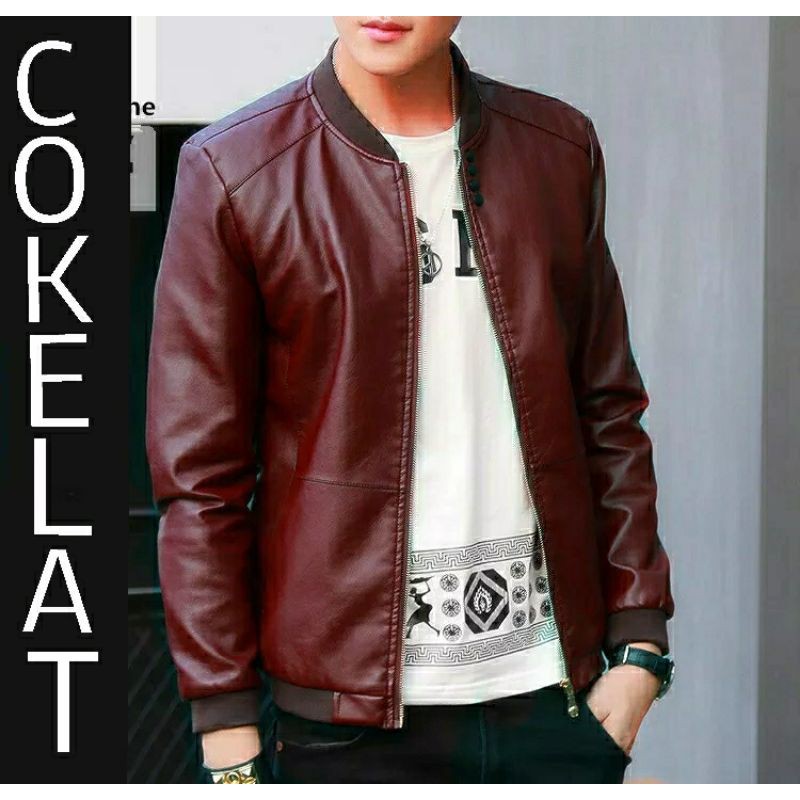 Jaket Kulit Domba Asli Pria Elegant Brownie ARL 033 Silverstone RFLA Ariel Noah 90