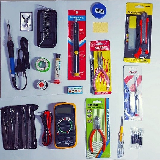 Paket Solder Listrik Adjustable Lengkap 1 Set 60 Watt 220V Peralatan Solder Iron Kit Siap Pakai