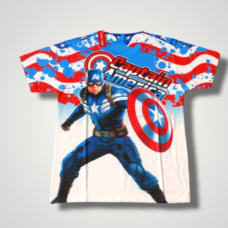 GRATIS NAMA ANAK BAJU KAOS ATASAN CAPT AMERICA SIZE 16-20