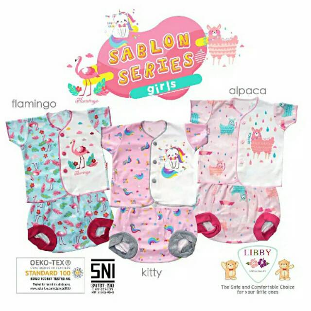 LIBBY SETELAN SABLON SERIES BAJU PENDEK & CELANA POP NEW BORN
